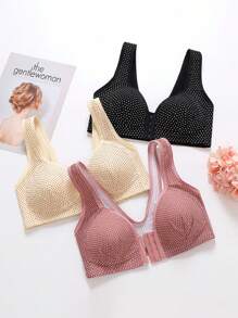 2 Pieces Push-Up Bra For Women, Adjustable Bra Front Buckle And Without Steel Ring 2pcs, Without Rims, Adjustable, Two-Piece Set, Comfortable And Breathable - Pink - View 5