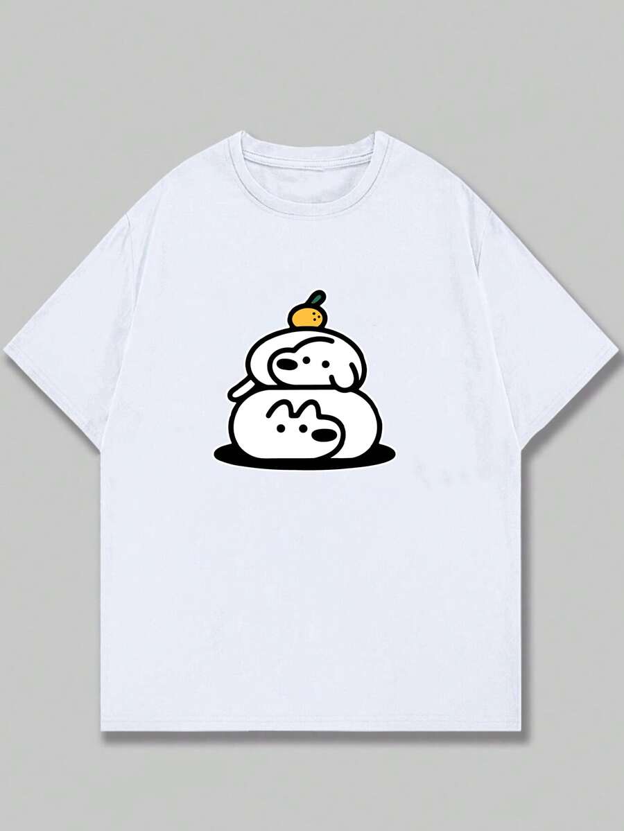 Men's Cotton T-Shirt Cute Puppy Casual Streetwear Comfortable - trắng - Xem 1