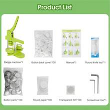 25mm Badge Pin Button Maker Machine DIY Badge Press Machine Set With 100pcs Button Parts+Cutter - 綠色 - 查看 5