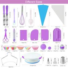 Cake Decorating Kit For Beginners Includes Video Course, EBook+ Baking Supplies - Cake Turntable, Pastry Piping Bag, Piping Icing Tips For Beginners - 紫色 - 查看 8