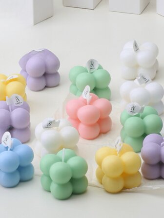 2 件泡泡球和立方体形状大豆蜡烛，节日装饰，派对礼物，房间和家居装饰，牛节摄影道具