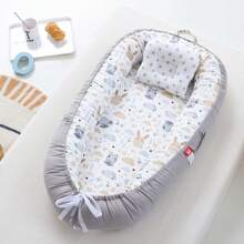 1 pièce Nid bébé style hibou gris portable avec oreiller, lit bébé dans le berceau, Saint-Valentin
