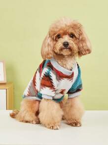 1 hanorac din fleece cu model geometric, haine de animale de companie în stil interior pentru pisici și câini