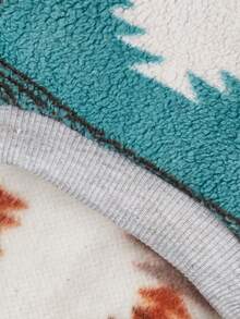 1 hanorac din fleece cu model geometric, haine de animale de companie în stil interior pentru pisici și câini