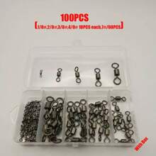 桶式钓鱼转环，不锈钢转环渔具海水、淡水、前导线/线/诱饵连接器 - 深灰色 - 查看 21