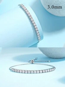 1件莫桑石925纯银女士手链，奢华时尚礼物，适合母亲节、情人节、婚礼、周年纪念日、生日等场合。 - 銀色 - 查看 4