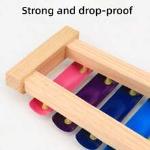 Premium 8-Note Wooden Hand Knocking Xylophone, Small Music Instrument, Student Educational Toy For Boys & Girls, Octave Scale, Earthy Tones, Scratch-Resistant, Includes Wooden Mallets - Suitable For School, Bedroom, Living Room - Color - View 2