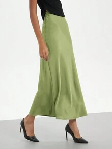 Se-Hore Fashion Women's Elastic Satin Finish Maxi Skirt, Suitable For All Seasons