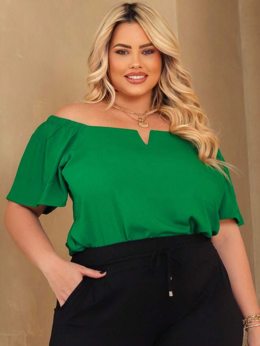 Women's Plus Size Blouse - Bandera Verde - Ver 1