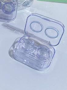 1 件便携式透明隐形眼镜盒，带浸泡收纳套件，适合旅行和家庭使用 - 方便的眼镜收纳盒，眼部隐形眼镜，彩色隐形眼镜，粉色