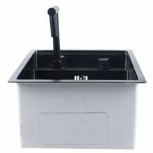 Hidden Kitchen Sink Single Bowl Folding Faucet W/ Drain Assembly Stainless Steel