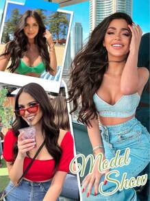 隐形接发波浪卷发浅棕色接发合成纤维双纬柔软假发女士