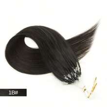 Black Microlink Hair Extensions Human Hair Micro Link Hair Extensions Off Hair Micro Loop Hair Extensions Natural Black Microlinks Human Hair Extensions 50G/50S #1B 18-24Inch - Natural Black - View 5