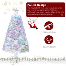 4ft 120 Branch Fiber Optic PVC Branch Iron Bracket Christmas Tree White, Halloween, Halloween Decoration - White - View 4