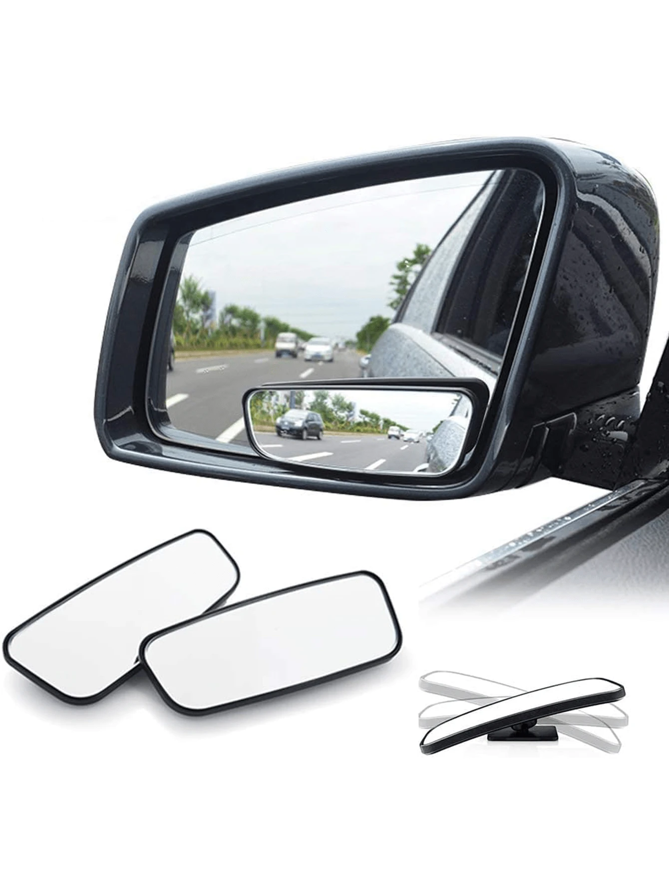 2pcs Blind Spot Rear View Mirrors, Rectangular Adjustable Automotive Auxiliary Rearview Mirror, Universal Fit For Cars