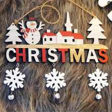 创意圣诞装饰品木制工艺品门挂圣诞礼物，圣诞礼物 - 彩色 - 查看 4