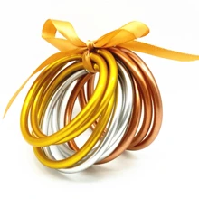 9pcs/Set Multi-Layer Handmade Silicone Waterproof Beach Bracelet Set, Women's Jelly Bracelet Jewelry Gift - Multicolor - View 14
