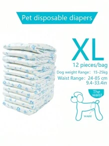 Leak-Proof Dog Diapers, Super Absorbent, Disposable (Similar To Diapers/Pads/Sanitary Napkins/Physiological Pants), 10pcs/Pack For Female Dogs, 12pcs/Pack For Male Dogs, Essential Supplies For Cleaning Up After Both Male And Female Dogs