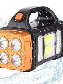 Super Powerful Led Spotlight Flashlight Rechargeable Usb Solar Power Bank Waterproof - 2 ĐƠN VỊ - Xem 2