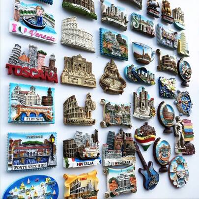 1 pieza Imán de nevera con recuerdo pintado de resina del hito italiano, mejor