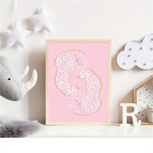 1 件帆布海报艺术印刷品 - 粉色和橙色豹纹动物印花 - 艺术装饰经典现代风格 - 墨水中号 - 无框壁挂装饰，适用于客厅、卧室、家庭办公室、室内和室外使用 - 彩色 - 查看 9