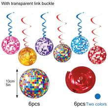 1 bộ đồ trang trí treo theo chủ đề tiệc Disco - Vòng hoa, đồ trang trí tường, dây ruy băng hình quả cầu Disco, Giáng sinh - Nhiều màu - Xem 8