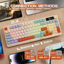 M96 Wireless Gaming Keyboard,Knob Control Bluetooth/2.4G Wireless Mechanical Feeling Keyboard,RGB LED Backlit With Display Screen, PBT Keycap, 2000mAh, 94-Key Layout For Win - quả việt quất - Xem 5