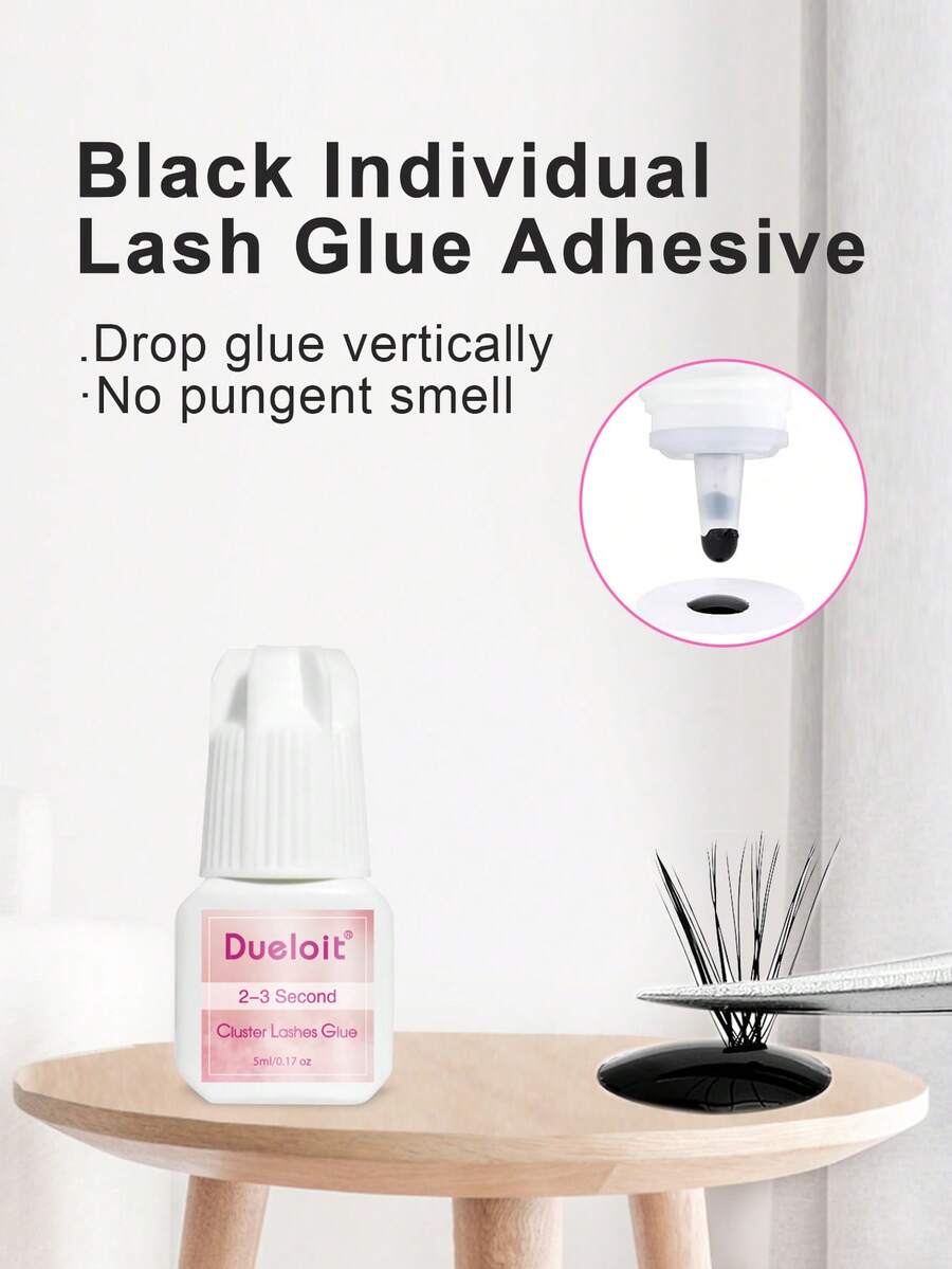 Black Individual Cluster Lash Extension Glue, With Tweezers Sensitive