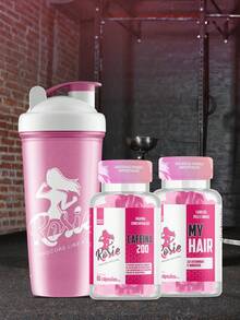Kit Caffeine Anhydrous 200 Rosie 60 Capsules + My Hair Rosie 60 Capsules + Rosie Shaker 600ml - Energy And Hair Care In One Kit! - Không vị - Xem 1