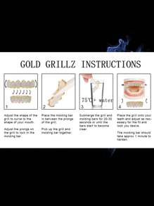 AINTTBY 1pc/2pcs Hip-Hop 18K Gold Plated Teeth Grillz, 8-Teeth Shiny Gold Dental Grills For Halloween Party, Unisex - Multicolor - View 5