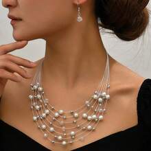 Bộ 3 bông tai hạt cườm nhiều màu thời trang nữ, vòng cổ và trang sức, quà tặng đám cưới, tiệc tùng, ngày lễ - Bộ trang sức - Xem 6