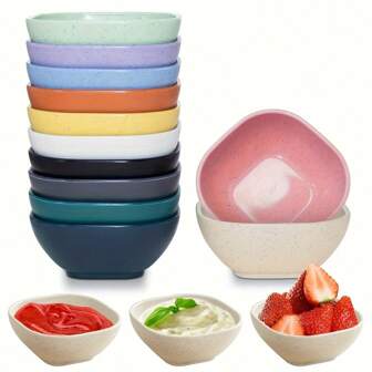 6/12 Small Dessert Bowls Of 4.5 Ounces - Stackable Mini Bowls For Unbreakable Dipping Bowls For Side Dishes, Sauces, Snacks, And Appetizers,School Supplies