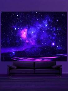1 件星空蝴蝶银河宇宙星球夜光荧光挂毯，现代创意梦幻黑光装饰，适用于客厅、卧室、办公室、家居装饰/派对装饰壁挂，房间旗帜，房间装饰，挂毯，墙壁装饰，墙壁艺术，房间用品，房间旗帜，挂毯，壁挂 - 彩色 - 查看 7