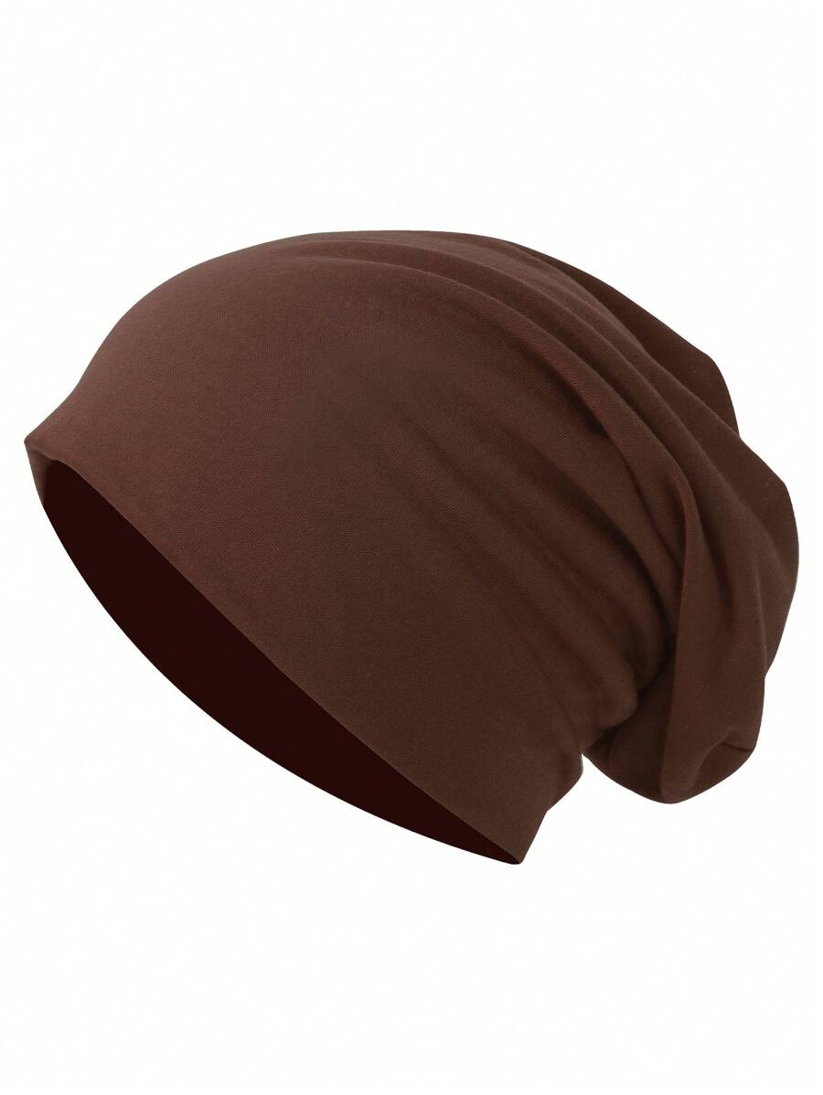 1pc Solid Coffee All-Match Beanie Hat Halloween - Coffee Brown - View 1