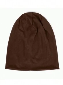 1pc Solid Coffee All-Match Beanie Hat Halloween - Coffee Brown - View 3