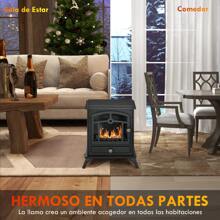 HOMCOM Chimenea de Bioetanol Estufa de Bioetanol de Pie con Tanque de 1,2 L Apagallamas de Acero Inoxidable Tiempo de Combustión 3H para Interiores 20-25 m² 45x28x54 cm Negro - Negro - Ver 7