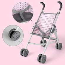 Baby Doll Stroller Crib Bed Nursery Role Play Set Baby Doll With Accessories And Play Mat,Travel Cot,Bouncer,Foldable Stroller And Travel Bag Gifts For Girls Boys - Pink - View 6