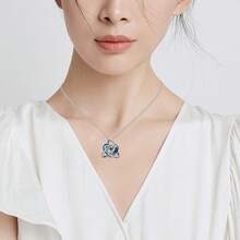 TOUPOP Quà tặng Ireland cho phụ nữ Dây chuyền Celtic Knot bằng bạc nguyên chất với mặt dây chuyền Trinity Knot pha lê Dây chuyền cho bé gái nhân dịp sinh nhật/tiệc/giáng sinh, bạc nguyên chất - Trái tim - Xem 3