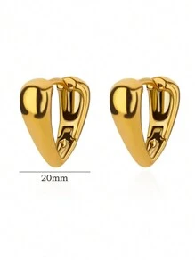 1對不銹鋼心形圓耳環