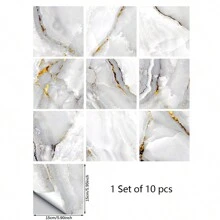 10 pièces/set Autocollant de sol imperméable de style marbre moderne en PVC à décoller et coller. Décalcomanies de sol pour la décoration de la maison, autocollants, décoration murale, décalcomanies vinyle pour la décoration de la maison, articles de décoration de printemps pour rafraîchir votre maison, autocollants de décoration Rama, cadeaux pour anniversaire et remise de diplôme