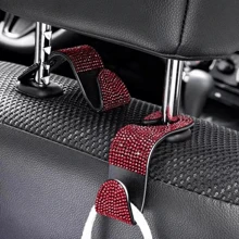 Sparkling Rhinestone Car Back Seat Headrest Hooks & Car Purse Holder
