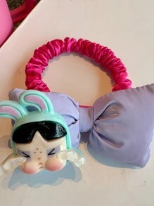 1pc Cute Cartoon Big Bow Hair Rope Ponytail Holder, Multicolor Elegant Hair Scrunchies For Women