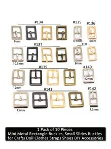 SinHo Fashion 10PCS Zinc Alloy Belt Fastener DIY Mini Small Belt Buckle Pin Buckle Square Right Angle Small Leash Head Pet Collar Hardware Adjustable Alloy Sandal Buckle (Silver, Small&Mini Size) - Silver - View 2