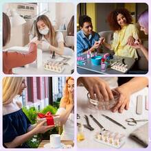 2 套按压式指甲架，彩色指甲架，用于指甲设计，指甲架，用于涂指甲，美甲工具，带 96 种粉色可重复使用粘性油灰，指甲展示架，适用于家庭和沙龙 - 彩色 - 查看 6