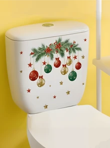 1pc Bathroom Sticker Cheer Toilet Lid Decal - Colorful Leaf & Star Design, Self-Adhesive For Festive Home Decor, Decoration, Bathroom, Stickers, Wall Decal, Vinyl Decal For Home Decorations, Spring Decoration Items Refresh Your Home, Rama Decoration Stickers Christmas  Christmas Decor  Christmas Decorations Christmas Decoration Room Decor Kitchen Decor - Multicolor - View 13