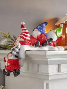 Bộ 3 chú lùn ngộ nghĩnh gắn cạnh kệ & tượng nhỏ ngày lễ, bao gồm chú lùn, ông già Noel và tuần lộc để trang trí Giáng sinh, hoàn hảo để trưng bày trên lò sưởi và trên bàn làm quà tặng tốt nhất - Nhiều màu - Xem 4