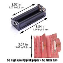 1 Cigarette Rolling Machine And Rolling Paper Combination Set, Including Filter Paper And Slow Burning Cigarette Paper, An Ideal Combination Set - Pink - View 2
