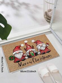 1 pièce Paillasson/tapis de sol rectangulaire lavable antidérapant en fibre de polyester avec 3 nains et Père Noël pour Noël. Décoration de maison pour le salon, la chambre, la salle de bain, le balcon, le jardin - Décoration de maison, tapis de sol, tapis d'entrée, décoration d'automne, accessoires de salle de bain, retour à l'école