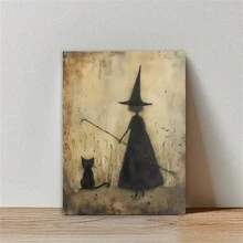 1 件怪异万圣节哥特式派对墙饰 - 升级厚卷包装，无框帆布，带蝙蝠、女巫和黑猫，适用于客厅、卧室、浴室 万圣节装饰 圣诞节装饰 感恩节 婚礼家居装饰 家居装饰 秋季装饰 秋季装饰 生日装饰 礼品派对用品 室内节日装饰 墙饰 万圣节装饰品 - 彩色 - 查看 4