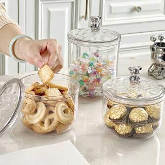 1 pieza Tarro transparente hermético de plástico premium para almacenamiento de cereales, granos de café, refrigerios, dulces, frutos secos y alimentos secos